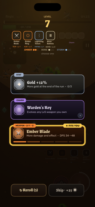Choosing a level-up card